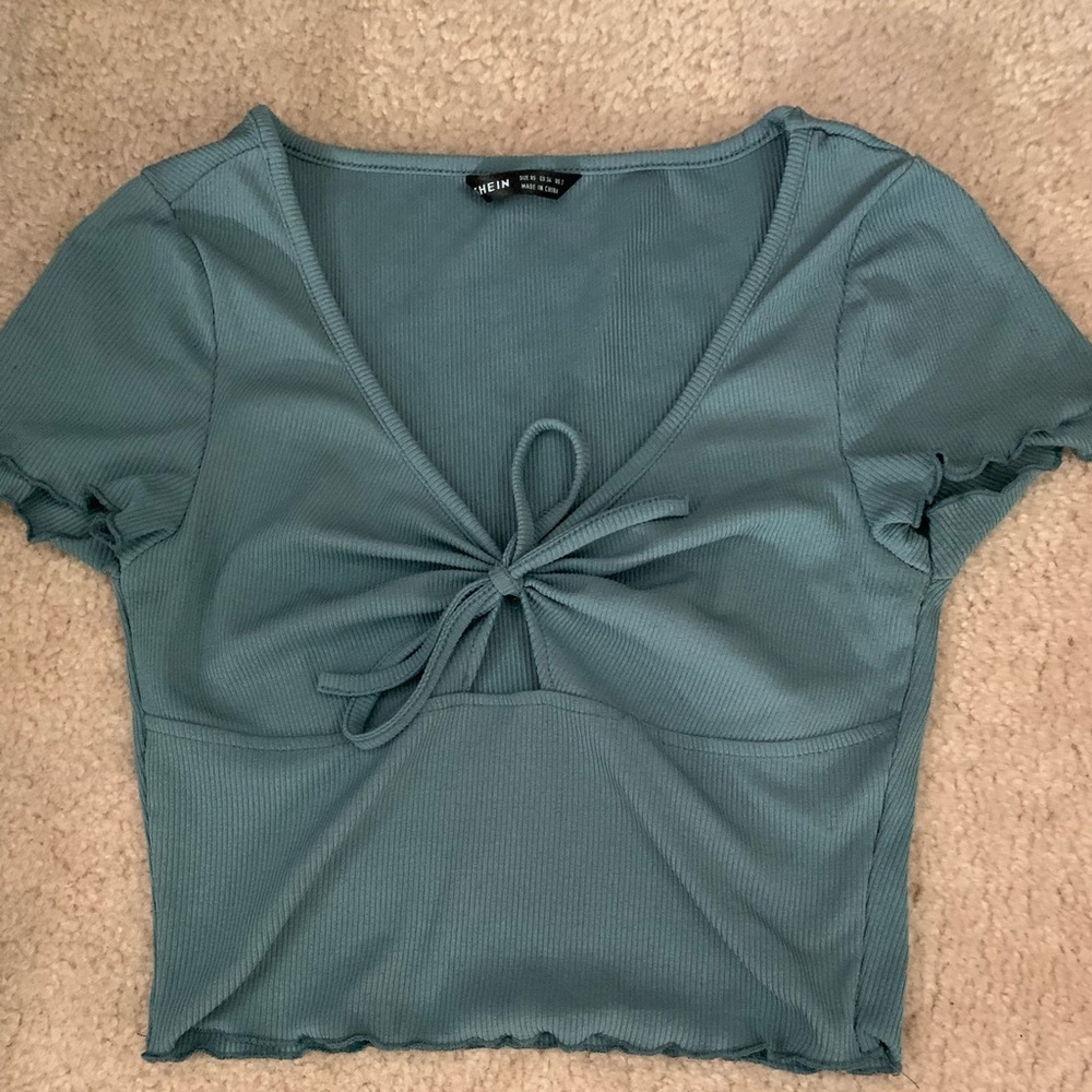 SHEIN blue tie top